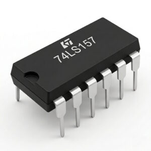 A high-quality 74LS157 Quad 2-line to 1-line multiplexer logic IC in a 16-pin DIL package for retro computer repair.