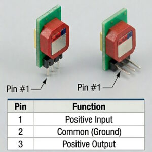 Pinout diagram for MuRata 5v switching regulator showing Input, Ground, and Output pins.