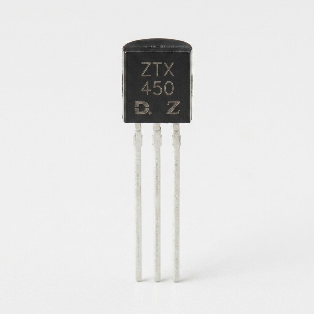 A modern ZTX450 transistor used for the TR7 speaker driver in Sinclair ZX Spectrum computers.