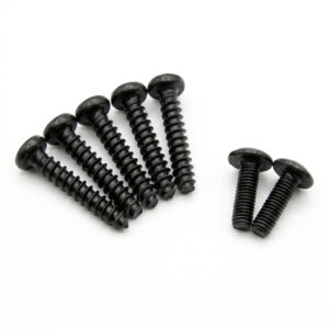 Complete replacement screw set for Sinclair ZX Spectrum +3 featuring 5 self-tapping case screws and 2 machine-thread flanged disk drive screws.