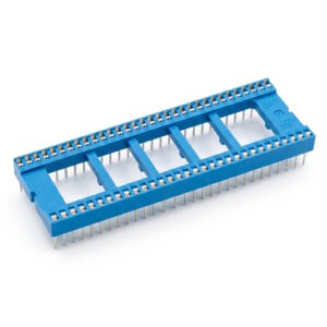 A high-quality blue 64-pin 68000 dual-wipe IC socket for Motorola 68000 CPU replacement on Amiga and Atari ST motherboards.