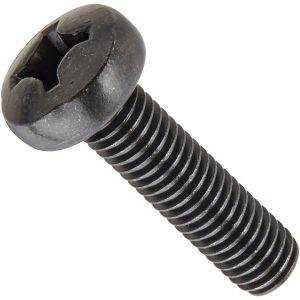 Single black M3 10mm pan-headed replacement case screw for Sinclair ZX Spectrum 48K Plus.