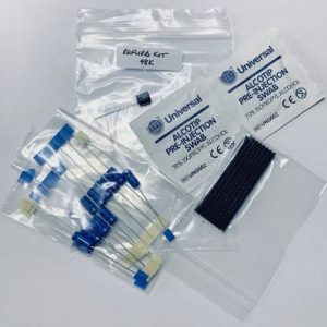 Premium refurbishment kit for Sinclair ZX Spectrum 128K Toastrack featuring Vishay capacitors and a new heatsink with pre-fitted thermal tape.